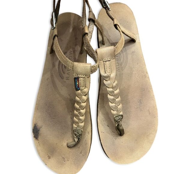 EUC Rainbow Braided Leather T-Strap Sandals / Size 8 - Picture 2 of 6